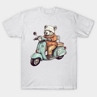 A cute teddy bear riding scooter bike T-Shirt